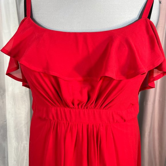 Red Torrid Chiffon Cold Shoulder Skater Dress, 16 - Picture 4 of 9